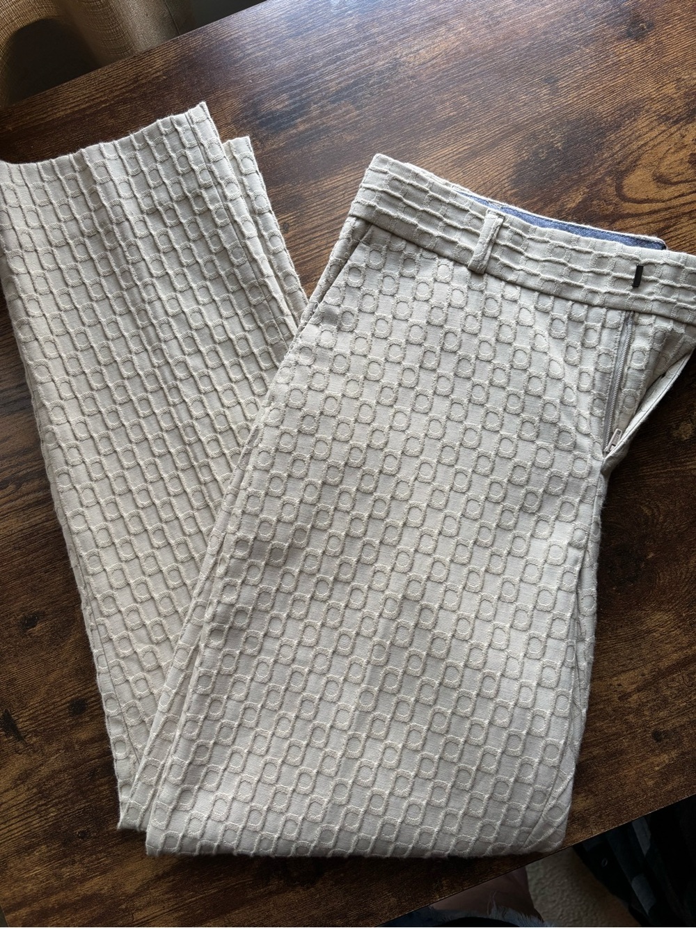 Banana Republic Avery Textured Geometric Cropped Pants Tan Size 2